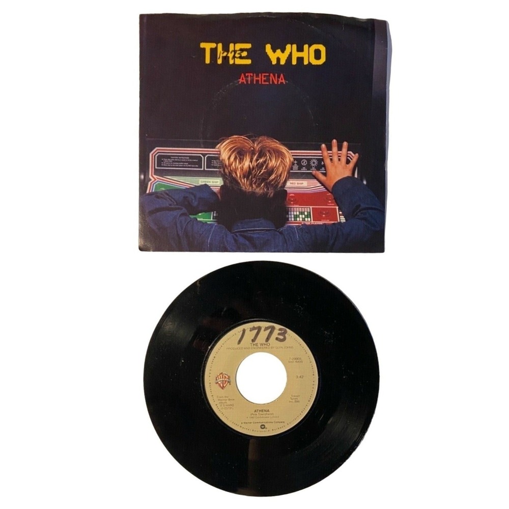 The Who Athena 7 Inch Vinyl Single 45 RPM It's Your Turn 1982 Warner Bros‎